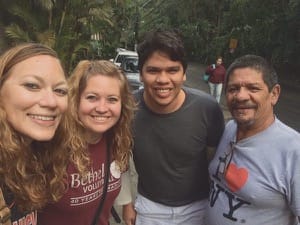 Jennifer Scott, right, and Kaitlyn Preheim, next to her, with their Brazilian host, Neto, left, and another new Brazilian friend, in Rio de Janeiro at the time of the 2016 Summer Olympics
