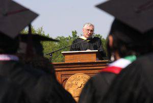 Dale Schrag '69 delivering his commencement address. Photo by Vada Snider.