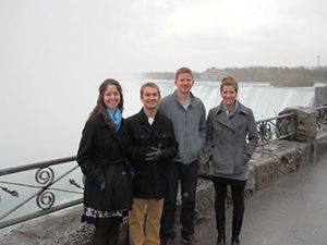 From left, seniors Natasha Orpin, Sean Claassen, Kyle Howard and Sara Gragg at Niagara Falls.