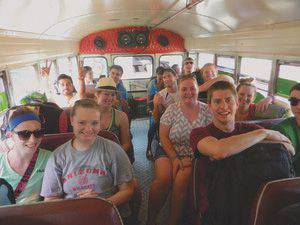 Bethel students on a bus from Colon, Panama, to Portobelo, Panama.